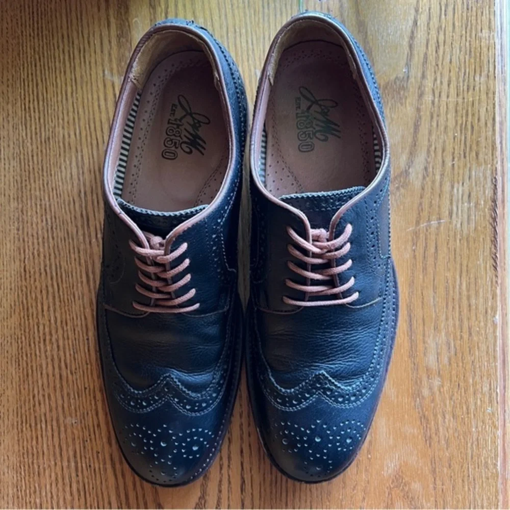 Johnston‎ & Murphy J&M 1850 Men's Black Leather Wingtip Oxfords 10M